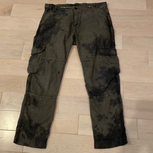 NSF olive green splatter cotton cargo pants 34